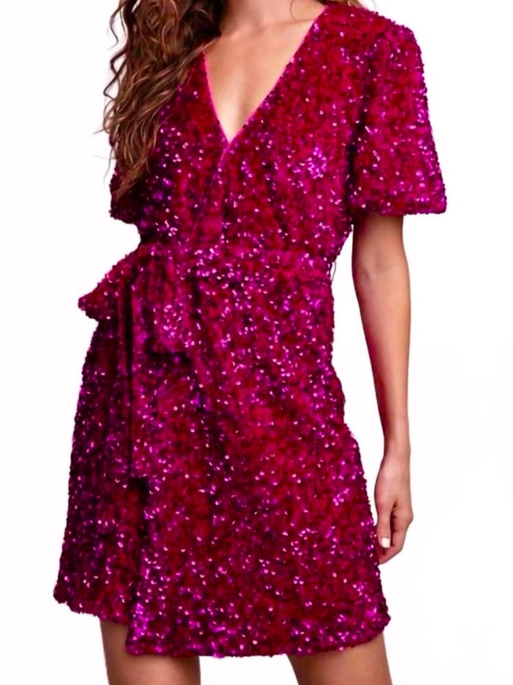 NWT EE:SOME Sequin Wrap Mini Dress